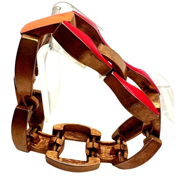 Mod Chic Enamel Colorblock Link Bracelet Multicolor Enamel Retro Inspired Casual - Picture 9 of 9